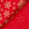Baumwollstoff Popeline Schneekristalle – rot/gold,  thumbnail number 4