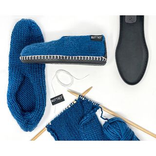 Botties®-Kit Strickset Filz-Hausschuhe [Gr. 44] - königsblau/ weiss, 