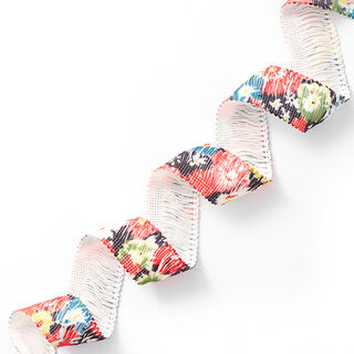 Fransenband Blumen [30 mm] – schwarz/rot, 