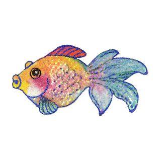 Applikation Fisch [ 3 x 7 cm ] – orange/türkis, 