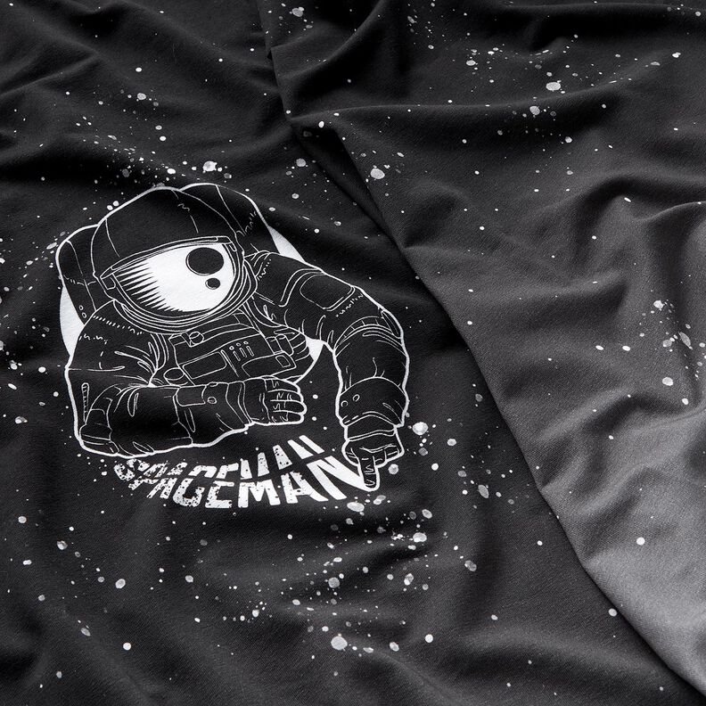 French Terry Panel Spaceman | Glitzerpüppi – schwarz/weiss, image number 2