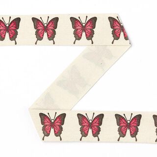 Baumwollband Schmetterling - natur/rot [20 mm], 