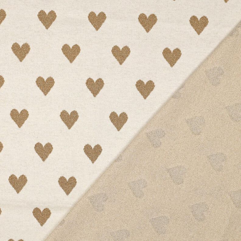 Jacquard Jersey Glitzer-Herzen | Poppy Fabrics – natur/gold metallic, image number 4