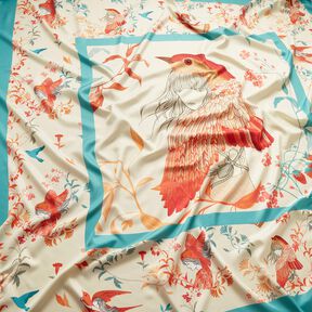 Satin-Panel Vögel und Feen | Katia Fabrics – aquablau/creme, 