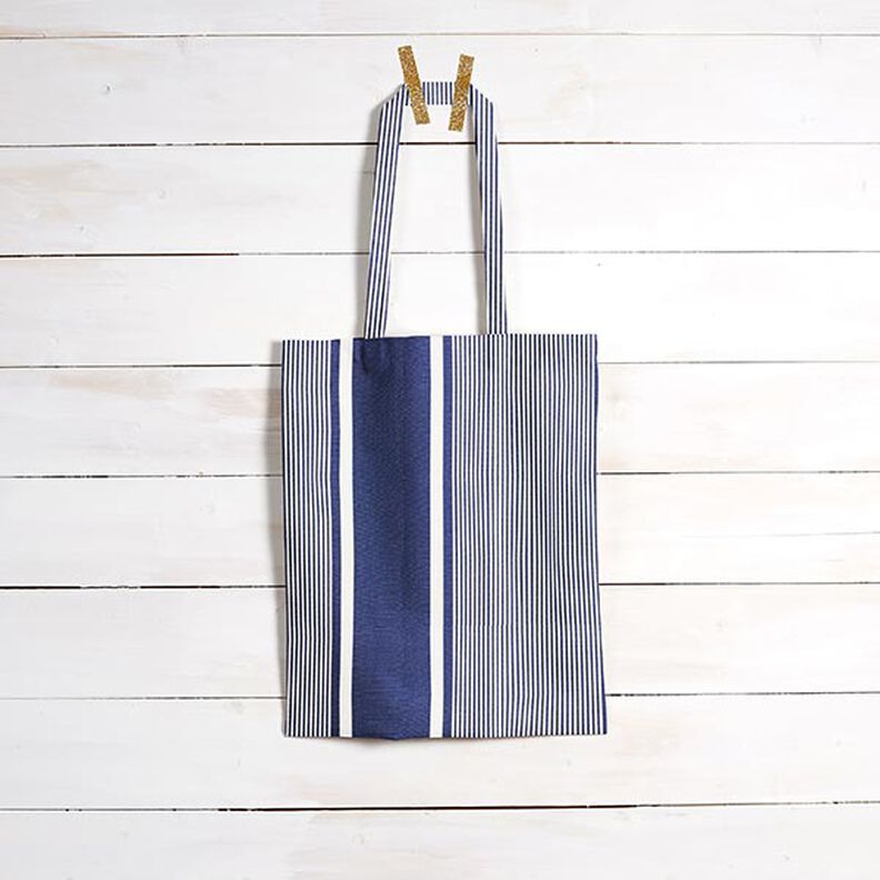 Outdoorstoff Canvas Streifen – marineblau/weiss,  image number 8