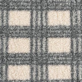 Strick Bouclé Karo – wollweiss/grau, 