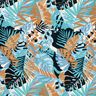 Crêpe Satin Palmen und Monstera – brilliantblau/schwarzblau,  thumbnail number 1