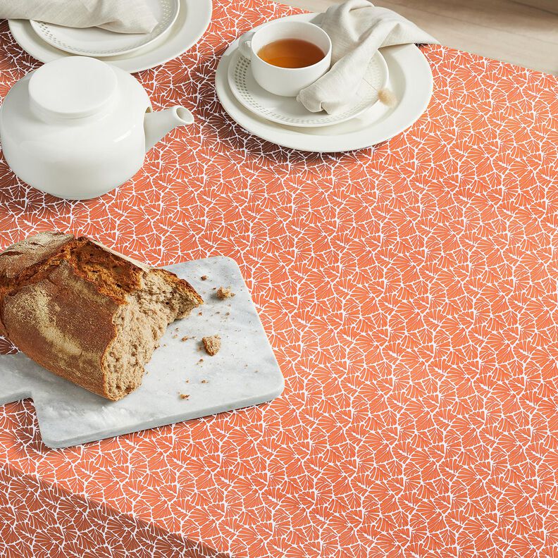 Beschichtete Baumwolle abstrakte Mini-Blätter – orange/weiss, image number 7