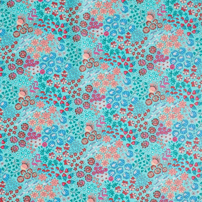 Beschichtete Baumwolle maritimer Mix – aquablau,  image number 1