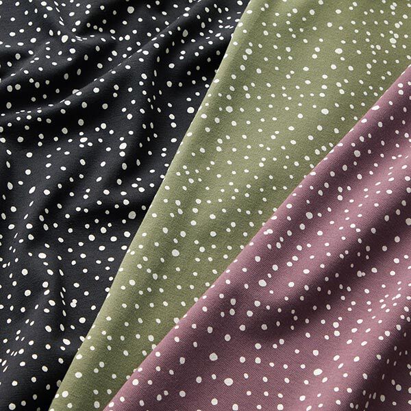 Baumwolljersey unregelmäßige Punkte – aubergine
