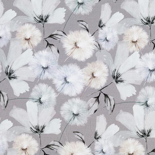 Baumwolljersey Pusteblumen – grau, image number 1
