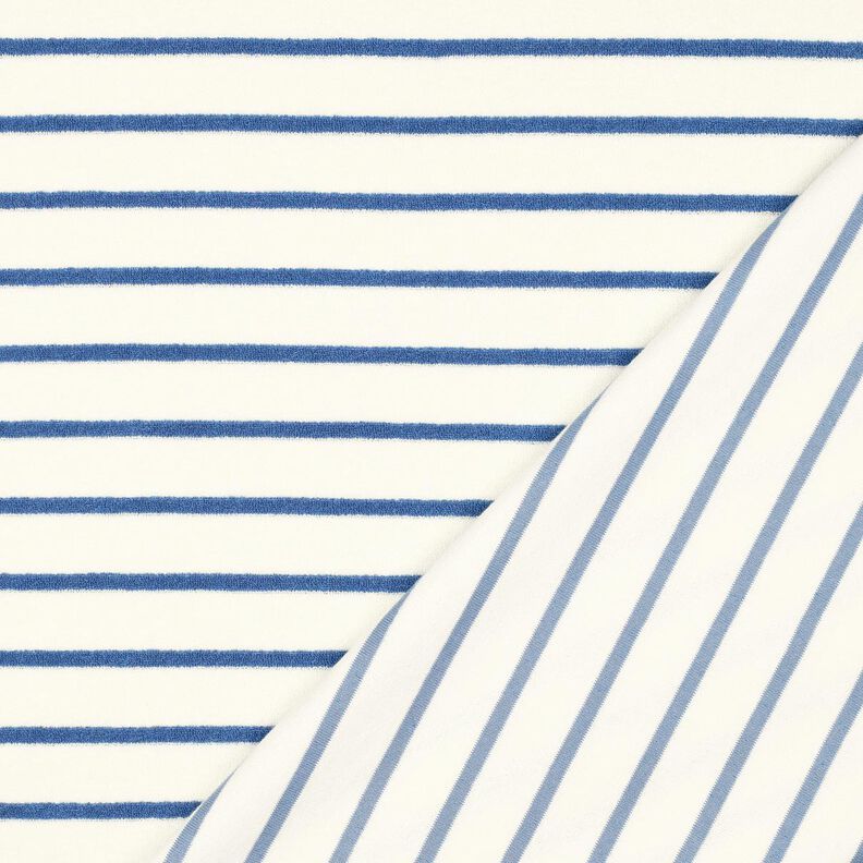 Frotteejersey Streifen – elfenbein/brilliantblau,  image number 4