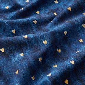 Baumwolljersey goldene Herzen | Glitzerpüppi – indigo, 
