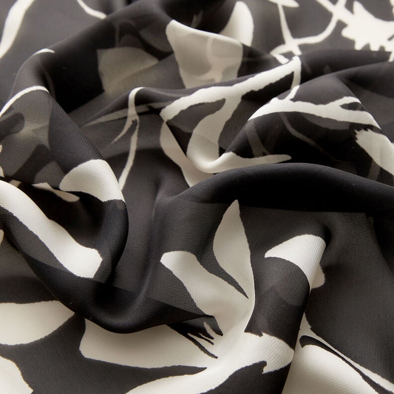 Zarter Satin Blätterranken – schwarz/weiss, image number 2