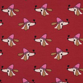 Sommersweat Hund mit Mütze | Poppy Fabrics – dunkelrot/pink, 