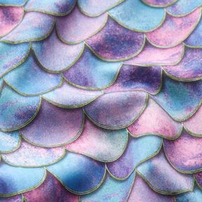 Softshell Meerjungfrau-Schuppenmuster Digitaldruck – brilliantblau/pastellviolett, 