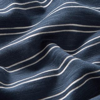 Baumwolljersey unregelmäßige Streifen – marineblau/weiss, 
