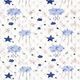 Kuschelfleece geprägte Punkte Mond und Sterne – weiss/blau – Muster,  thumbnail number 1