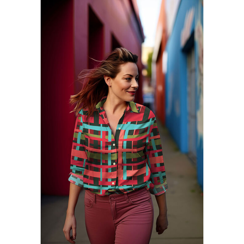 Viskosestoff Stretch Line Layers | Nerida Hansen – merlot/orange,  image number 5