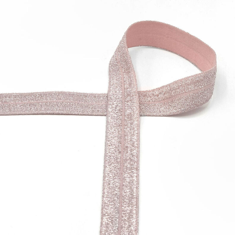 Elastisches Einfassband (Falzgummi) glitter [20 mm] – hellbeige,  image number 1