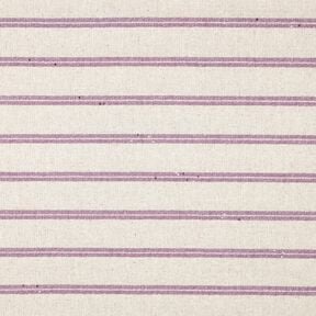 Leinen-Mix Streifen und mini Pailletten &ndash; natur/flieder, 