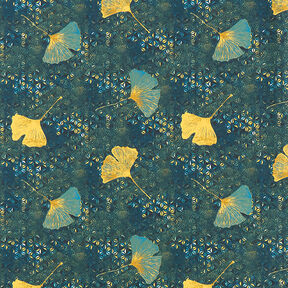 Baumwollstoff Cretonne Ginkgo – petrol, 