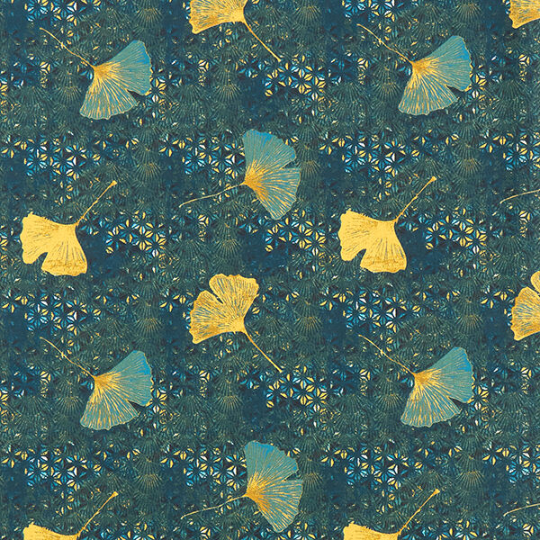 Baumwollstoff Cretonne Ginkgo – petrol