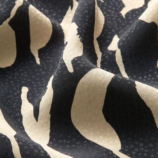 Viskosestoff abstraktes Zebramuster – schwarz/hellbeige, 
