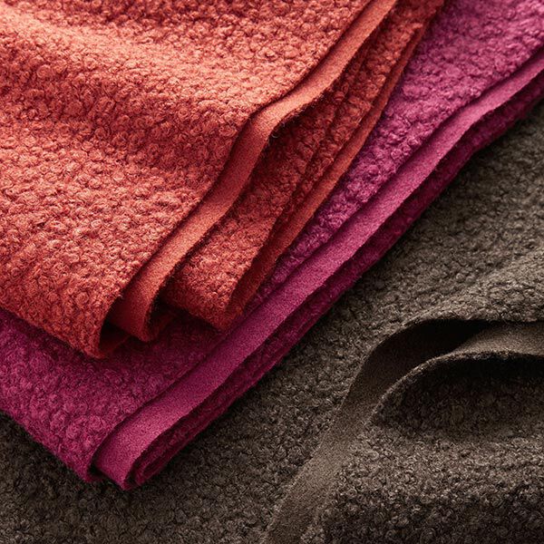 Gewalkter Strick-Bouclé – oliv | Reststück 100cm