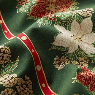 Baumwollstoff Popeline Weihnachstgirlande – dunkelgrün, 