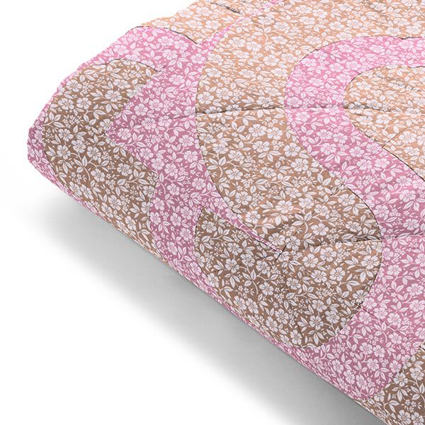 Baumwollpopeline Bi-Color-Blumen – altrosa/rosé | Reststück 50cm