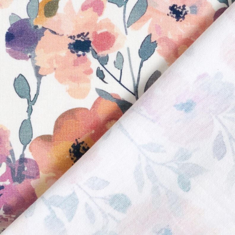 GOTS Baumwolljersey Aquarell Blumenwiese Digitaldruck – elfenbein, image number 4