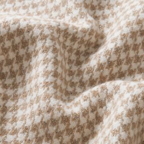 Mantelstoff Woll-Mix Glitzer-Hahnentritt – mocca/wollweiss, 