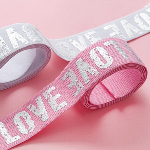 Gummiband Love [ 4,7 cm ] – rosa/silber,  image number 3