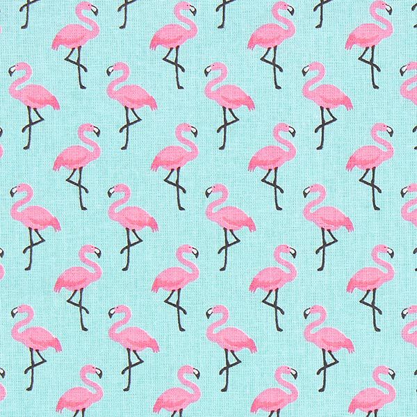Cretonne Flamingo 3 – türkis | Reststück 50cm