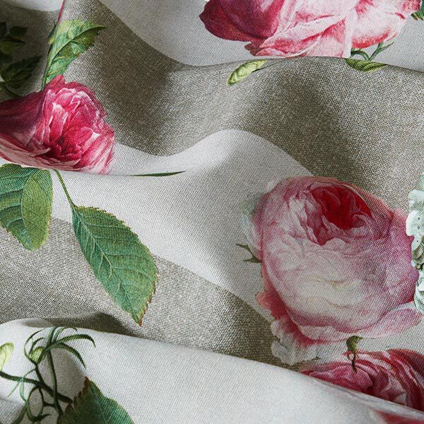 Outdoorstoff Canvas Hortensien & Rosen – sand