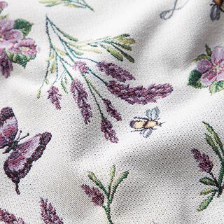 Dekostoff Gobelin Veilchen Lavendel – wollweiss/flieder, 