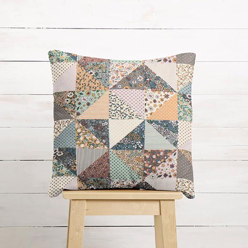 Dekostoff Halbpanama Quilt-Optik Blumen – pastellflieder/wollweiss,  image number 8