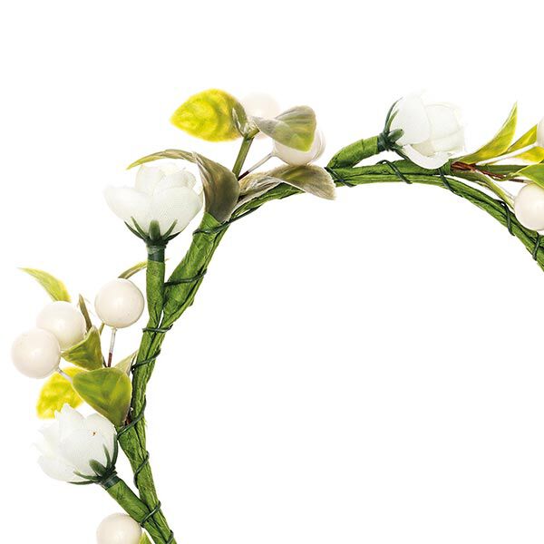 Deko Blumenkranz mit Beeren [Ø 9 cm/ 14 cm] – weiss/grün,  image number 2