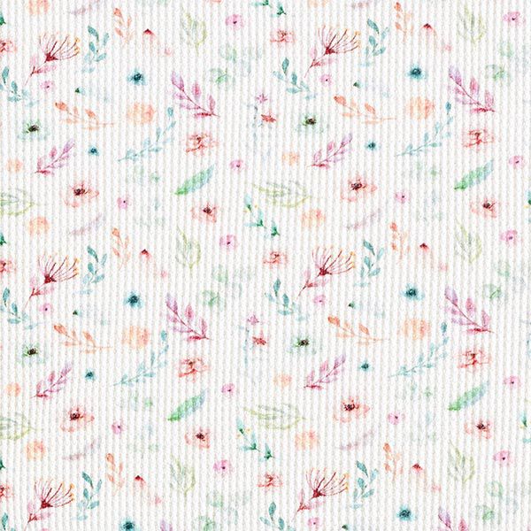 Waffeljersey kleine Blümchen Digitaldruck – weiss | Reststück 50cm