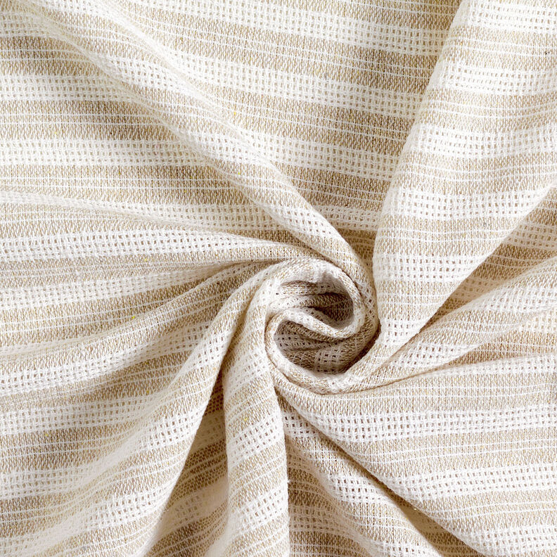 Baumwollstoff Gitterstruktur Querstreifen – beige/weiss,  image number 4