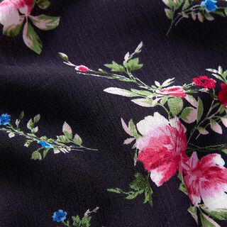Viskosekrepp Wildblumenstrauß – schwarz, 