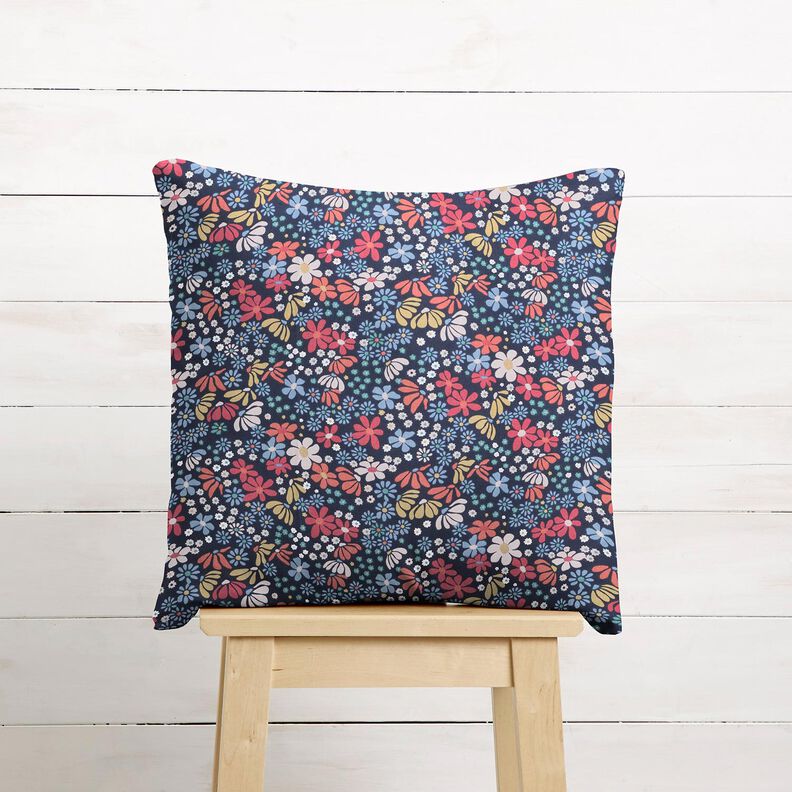 Baumwollstoff Cretonne gemischte Blüten – nachtblau,  image number 6