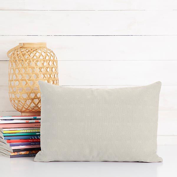 Dekostoff Damast Würfel recycelt – hellbeige | Reststück 50cm