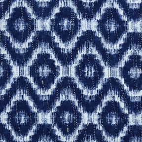 Baumwollpopeline Rauten & Glitzertropfen – indigo/weiss, 