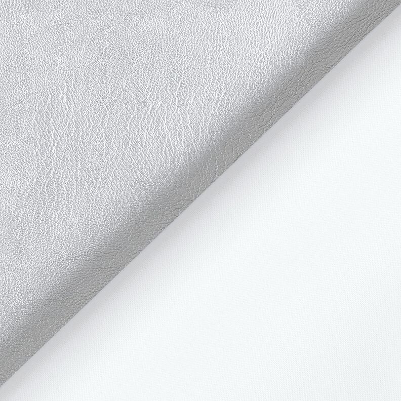 Stretch Lederimitat Metallic – silbergrau,  image number 3