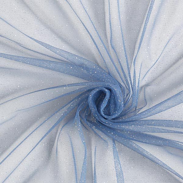 Glitzertüll Royal – jeansblau/silber