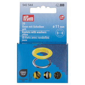 Ösen mit Scheiben [20 Stück | Ø 11 mm] | Prym – gelb/silber metallic, 