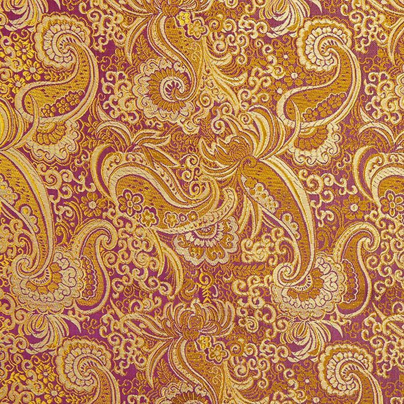 Bekleidungsjacquard Metallic Paisley – lila/gold,  image number 1