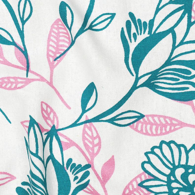 Viskose-Leinen-Mix Blumen | Poppy Fabrics – elfenbein/türkis,  image number 2